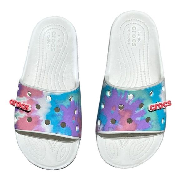 Crocs | Classic Tie Dye‎ Multi Color Graphic Slides M 3 W 5 - Picture 5 of 10